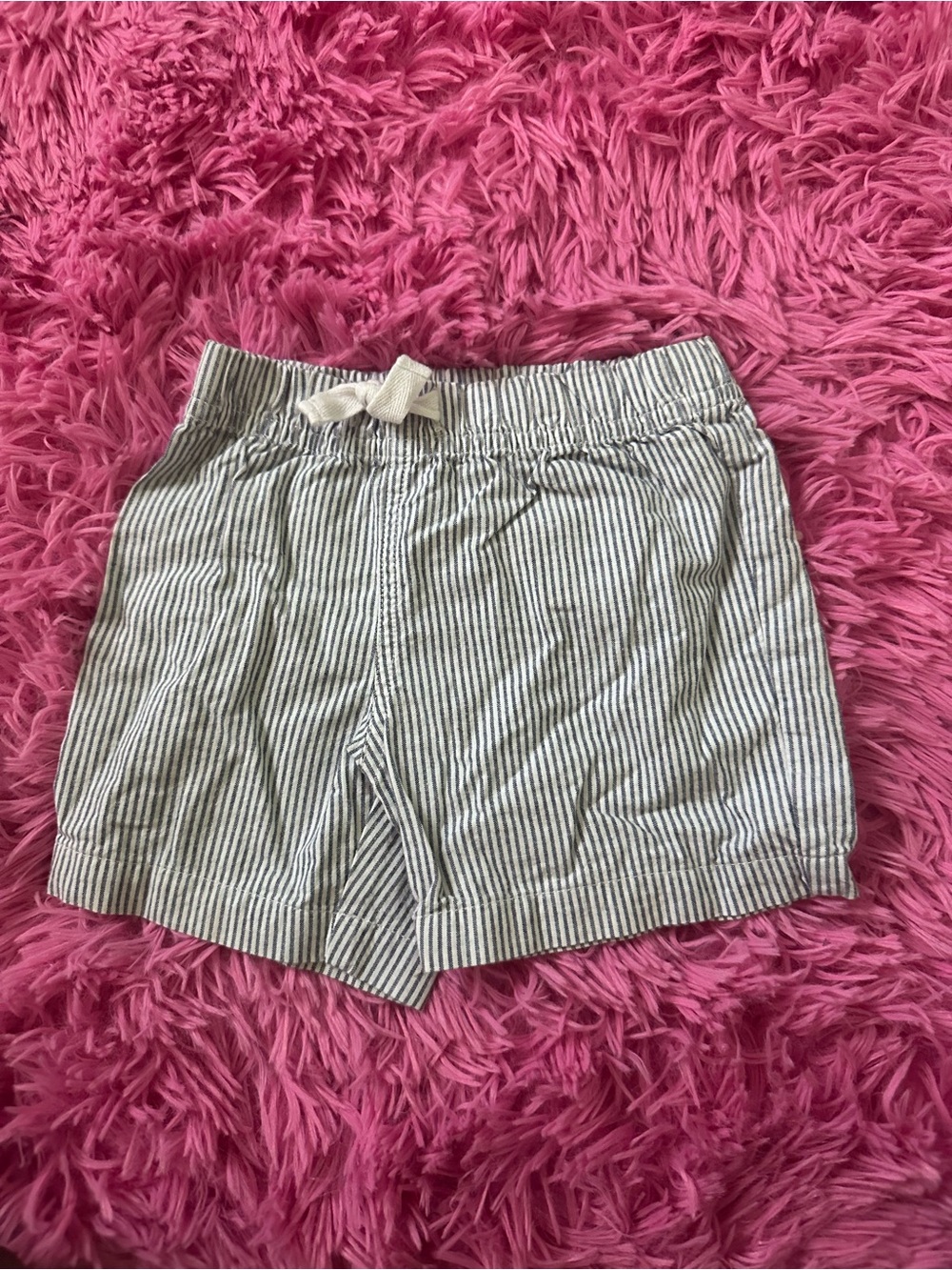 Carter's Gray and White Seersucker High-Waist Drawstring Shorts